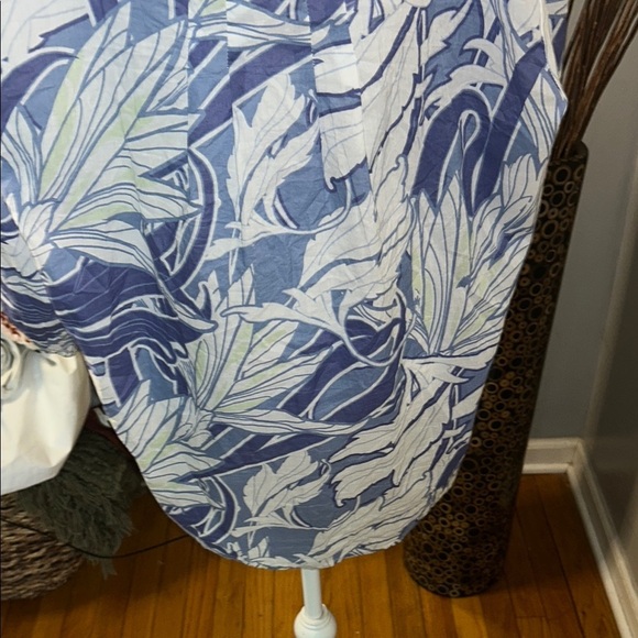 a.n.a Blue and White 3/4 Sleeve Boxy Blouse with Bib Collar - Picture 9 of 12